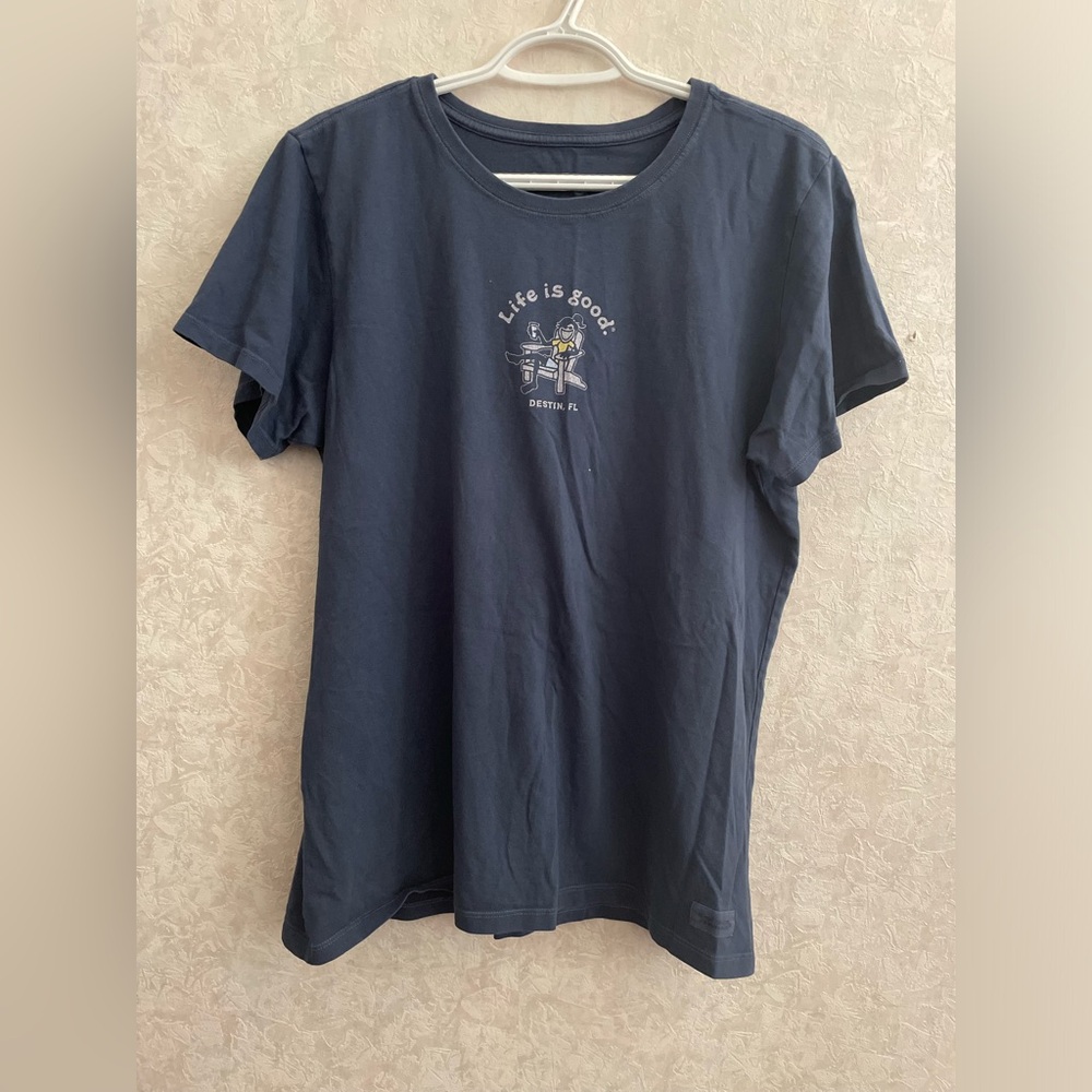 Life is Good women's large short sleeve blue top